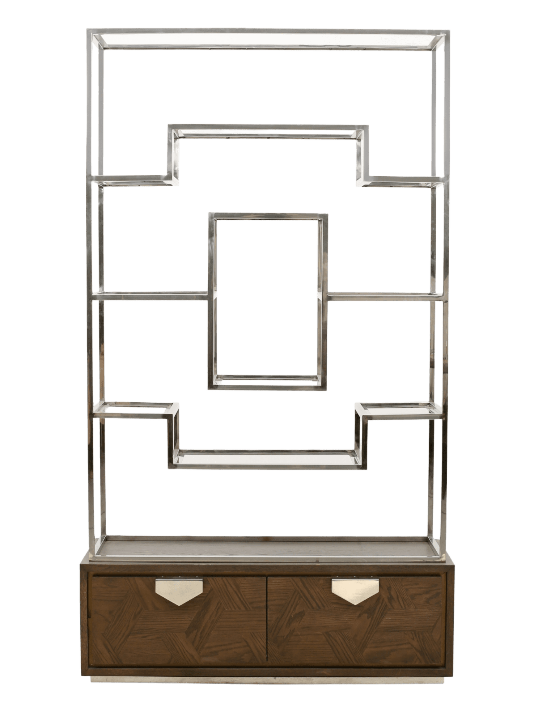 Jorge Display Bookcase Brown / Silver With Glass Shelf