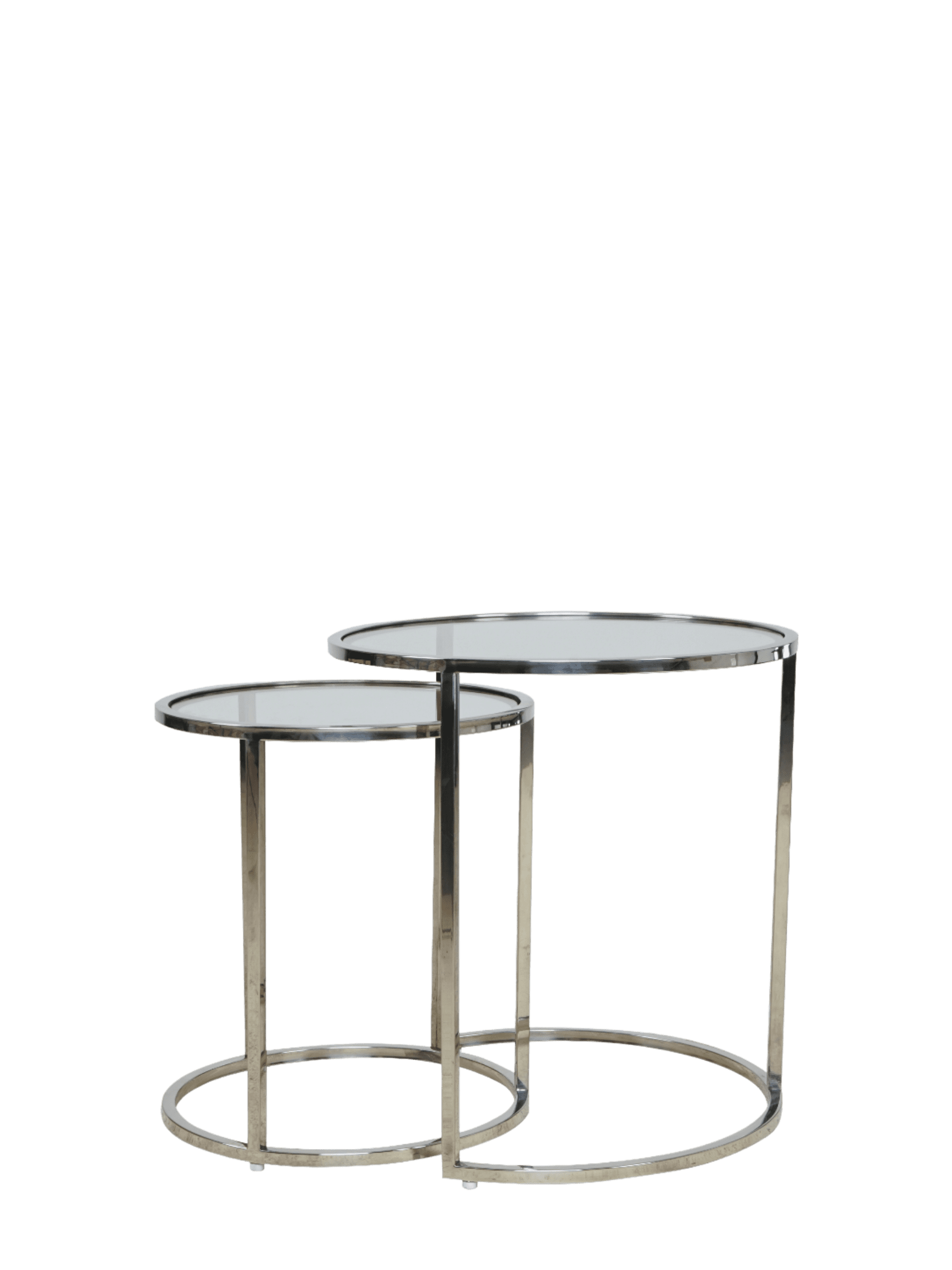 Jorge Set of 2 Round Side Table  Glass / Silver