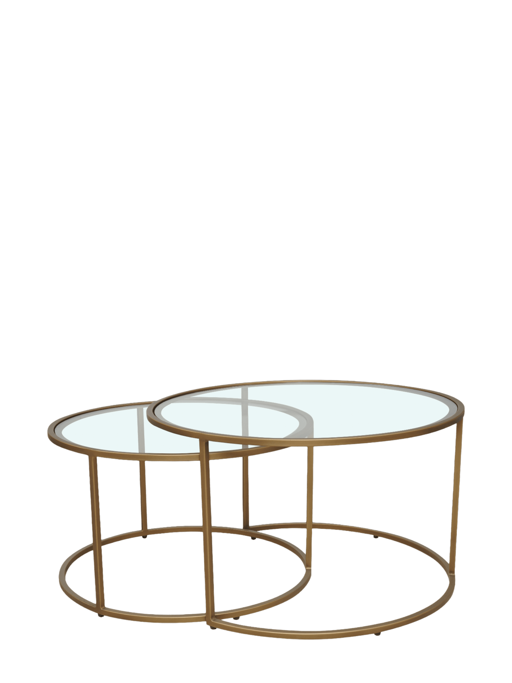 Jorge Set of 2 Round Coffee Table  Glass / Brass