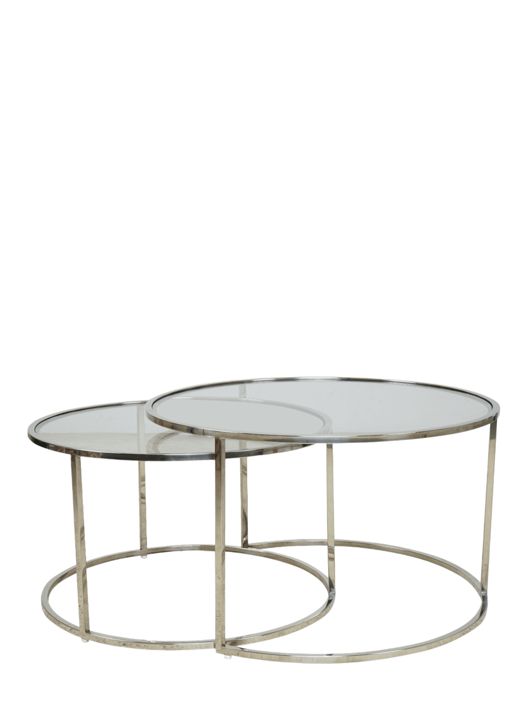 Jorge Set of 2 Round Coffee Table  Glass / Silver